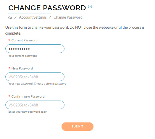 image of the current password box filled out