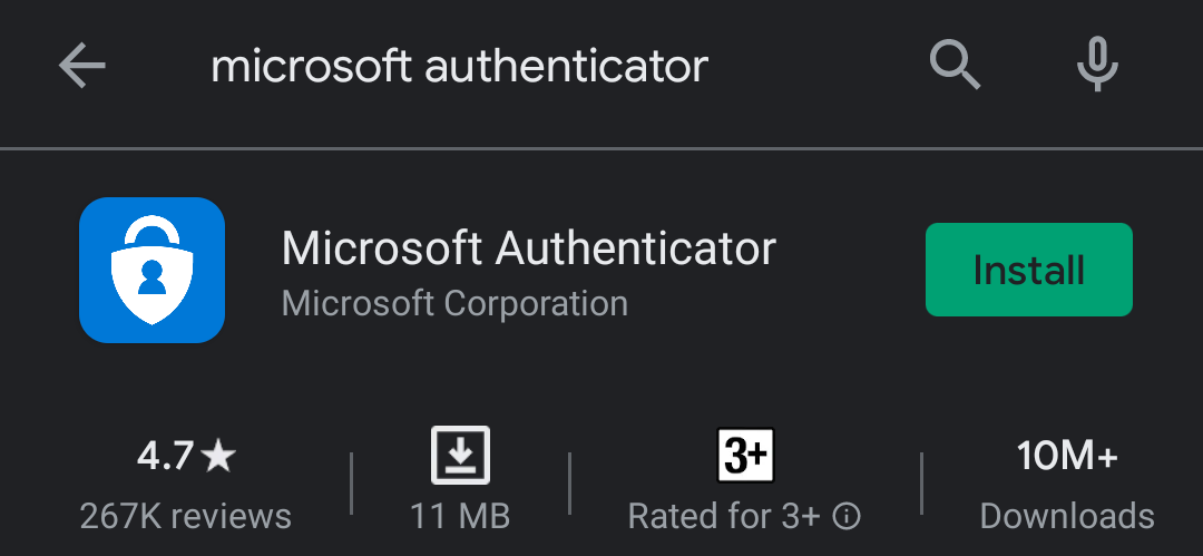 image of the google authenticator on the play store